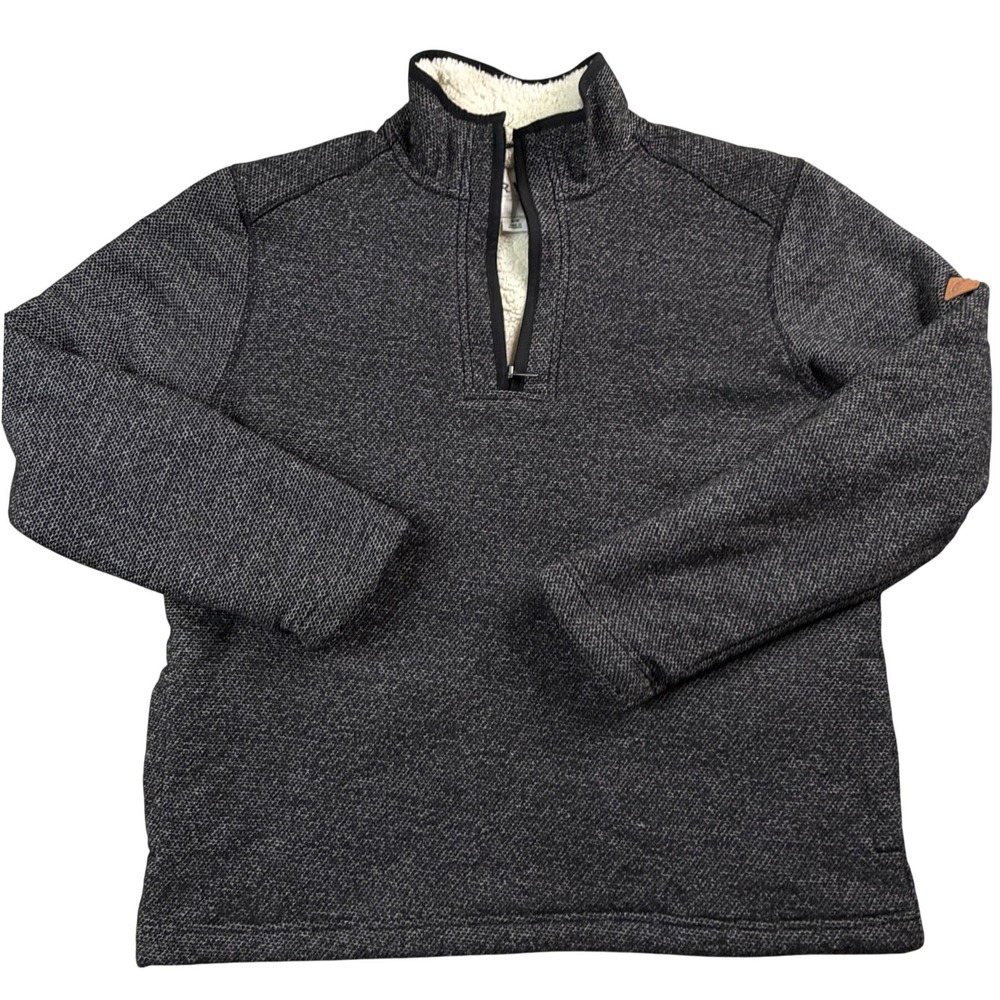 Orvis Mens Gray Sherpa Lined Quarter Zip Pullover‎ Sweater Fleece Jacket Size M